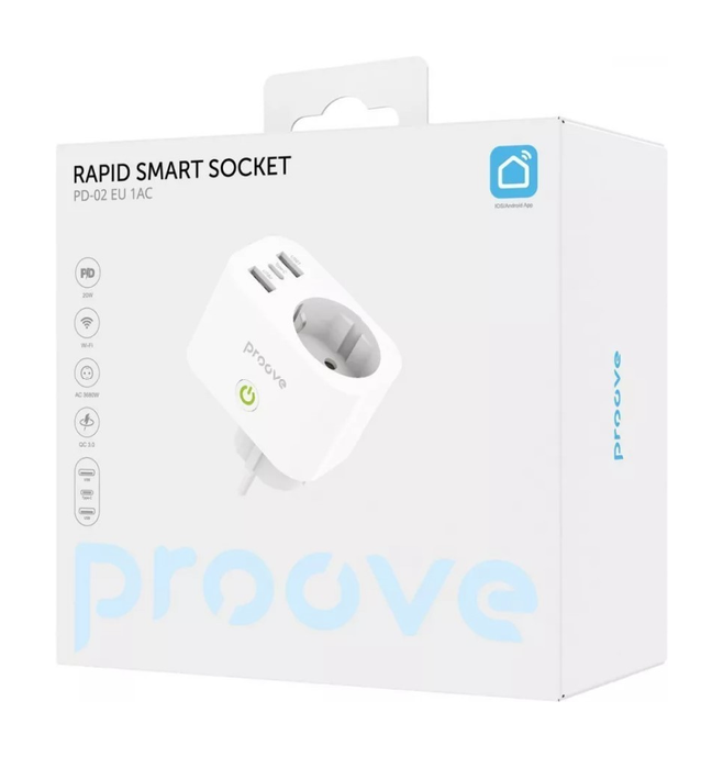 ЗП розетка Proove Rapid Smart Socket PD-02 EU 1AC, White