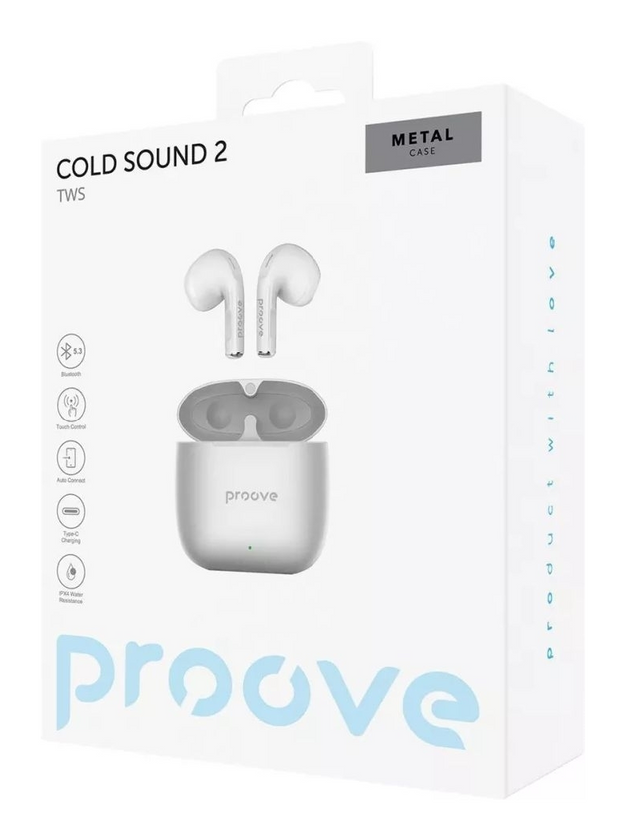 Бездротові навушники Proove Cold Sound 2 TWS, Silver/White