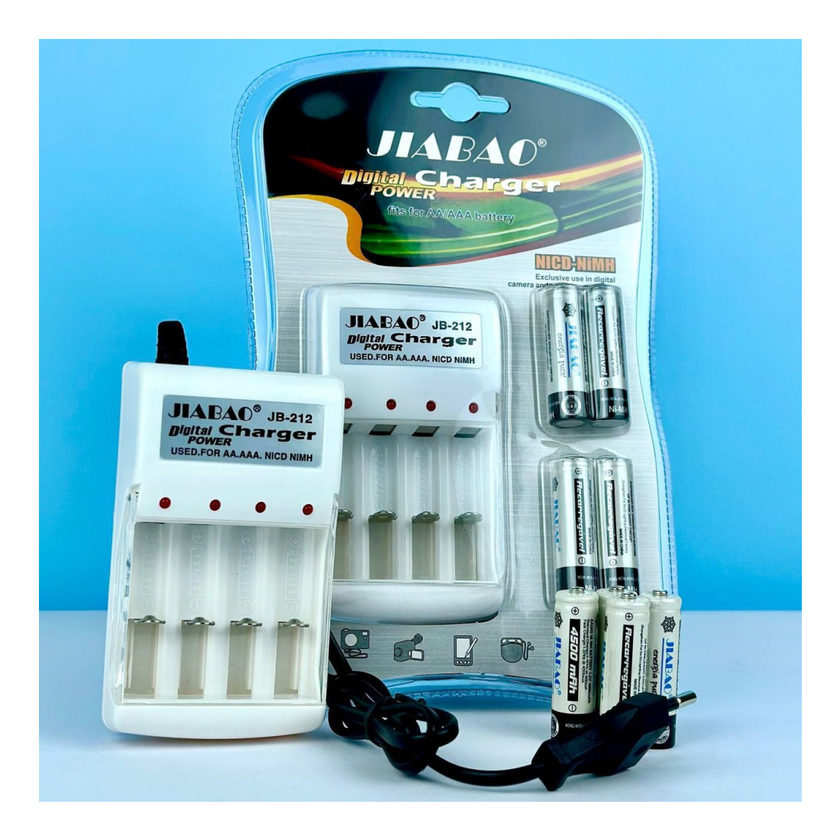 Комплект Зарядний пристрій JB-212 + 4 акумулятори AA LR-6 4500mAh