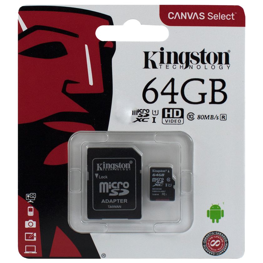 Карта пам'яті MicroSD Kingston 64GB (UHS-1) + Adapter SD