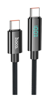 Кабель Hoco U125 Benefit 100W Type-C to Type-C with display (1.2m), Black