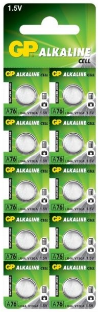 Батарейка GP дискова Alkaline Button Cell 1.5V A76, LR44 1шт.