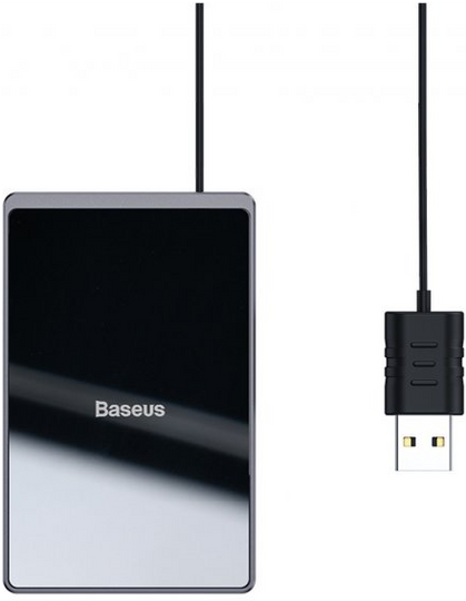 Бездротовий зарядний пристрій Baseus Wireless Charger Card Ultra Thin 15W, Black, (WX01B-01)
