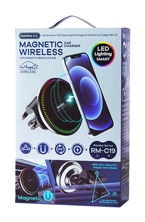 Holder Remax RM-C19 Rambo Series Streaming Smart Magnetic 15W, Black