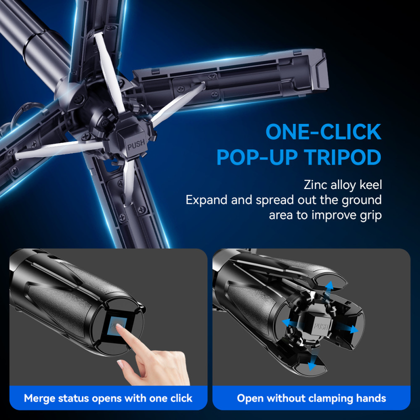 Монопод (трипод) XO SS22 4-in-1 Magnetic Mini Selfie Stick Bluetooth (для селфі та фотозйомки), Black