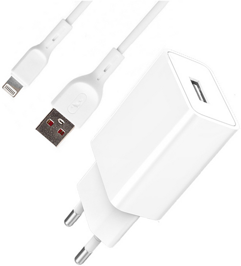 Мережевий зарядний пристрій SkyDolphin SC36L USB to Lightning 1USB/2.4A, White