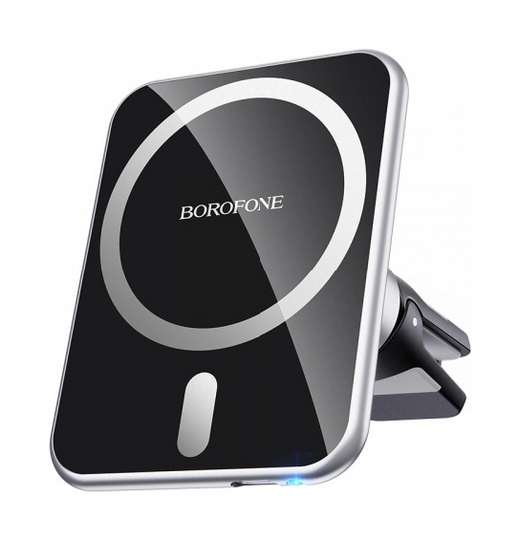 Автотримач Borofone BH43 Xperience Magnetic Wireless Charging, Black/Silver