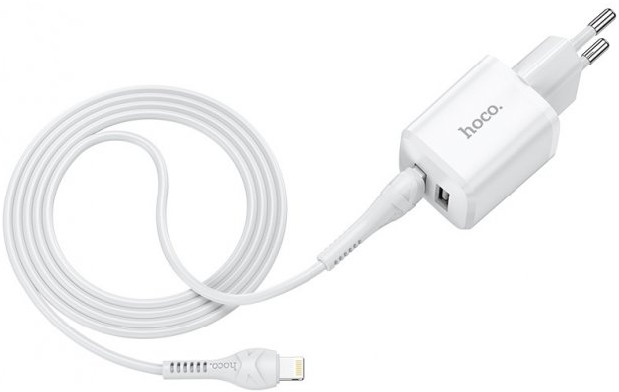 ЗП Hoco N8 Briar Lightning Cable 2USB 2.4A, White