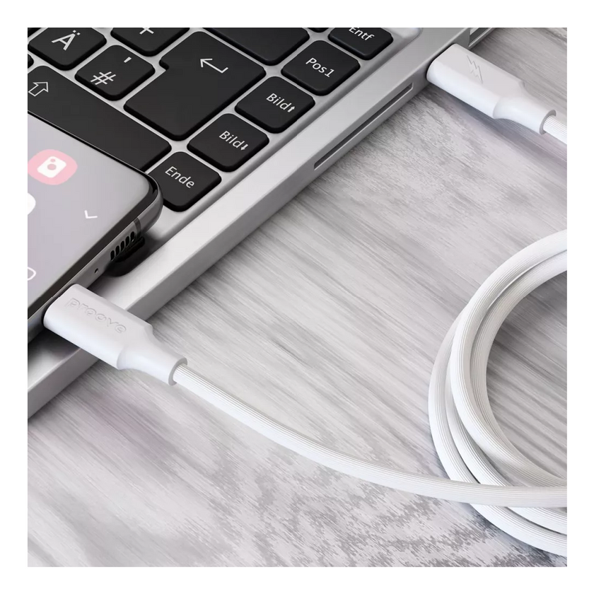 Кабель Proove Striped Silicone Type-C to Type-C 60W (1M), White