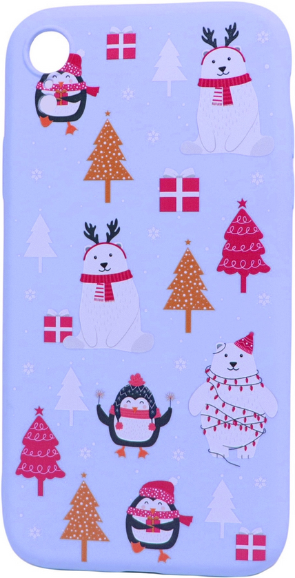 Накладка WAVE Fancy Winter Case (TPU) iPhone Xr, white bear with tree and penguins light purple, white_bear_with_tree_and_penguins_light_purple