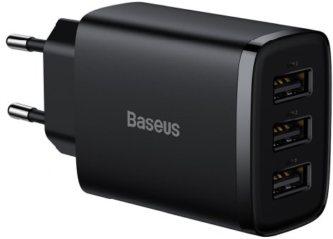 ЗП Baseus Compact 17W (3 USB), Black (CCXJ020101)