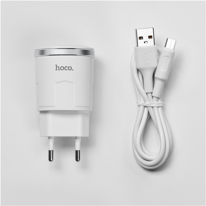 ЗП Hoco C37A + Cable MicroUSB (2.4A), White