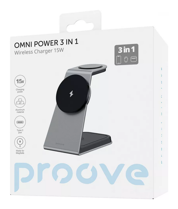 ЗП Бездротовий Proove Omni Power 3 in 1, Gray
