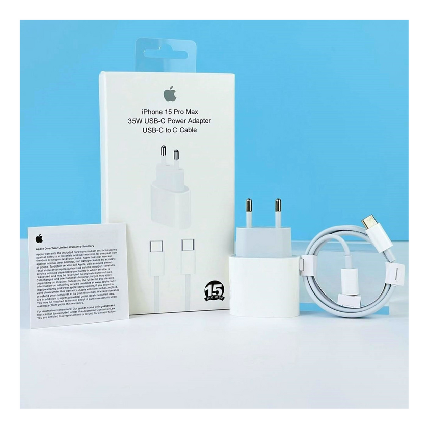ЗП Apple iPhone 15 Pro Max 2in1 AAA Class USB-C + кабель Type-C to Type-C, White