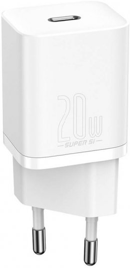 ЗП Baseus Super Silicone PD Charger 20W Type-C, White, CCSUP-B02