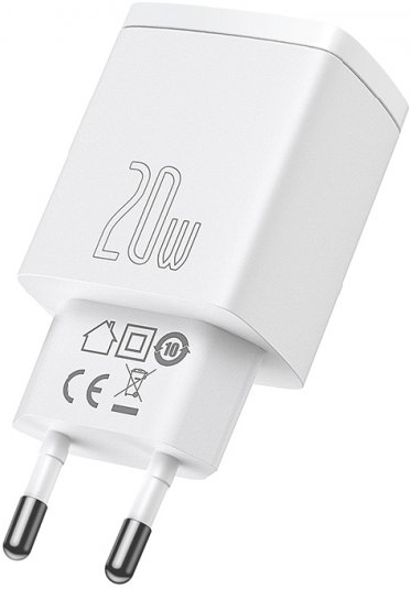ЗП Baseus Compact Quick Charger 20W QC+ PD (1Type-C + 1USB), White (CCXJ-B02)