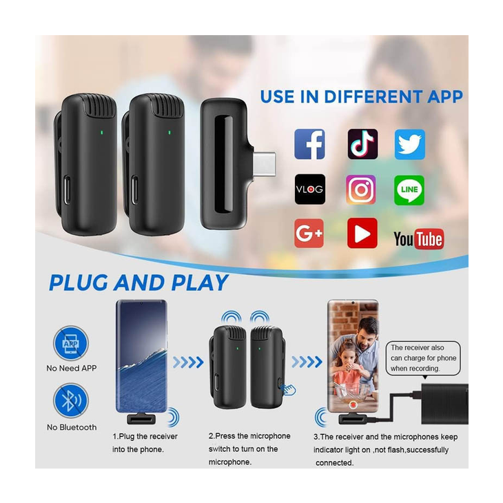 Мікрофон петличний для телефону J13 Bluetooth 3in1 USB-C