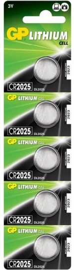 Батарейка Таблетка Lithium CR2025 GP (CR2025-U5) 1шт.