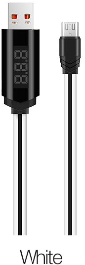 Кабель Hoco U29 LED Displayed Timing Micro USB Cable (1.2m), White