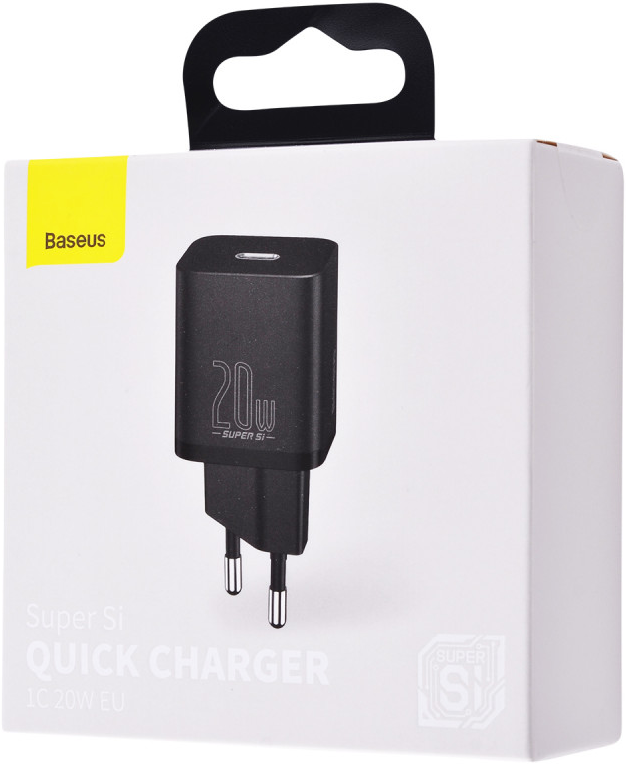 ЗП Baseus Super Silicone PD Charger 20W Type-C, Black, CCSUP-B01)
