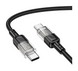 Кабель Hoco U129 Spirit transparent Type-C to Type-C 60W 1.2m, Black