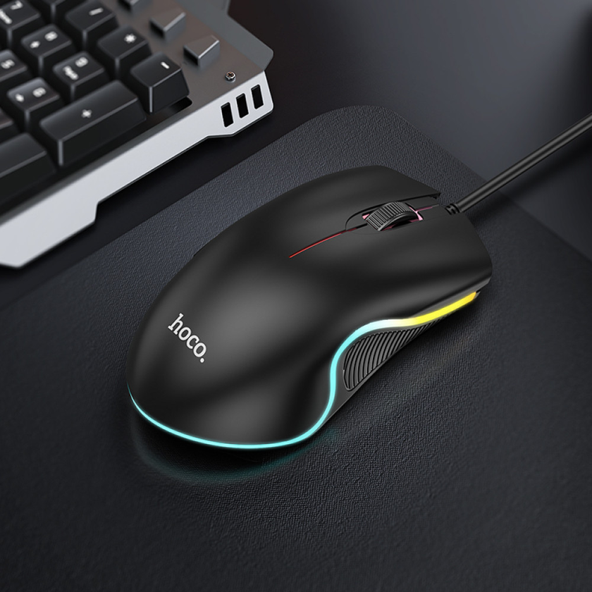Мишка комп'ютерна дротова Hoco GM19 Enjoy gaming luminous, Black