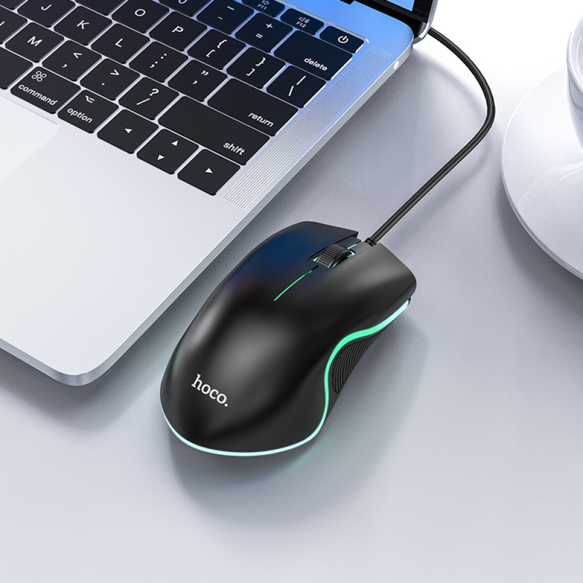 Мишка комп'ютерна дротова Hoco GM19 Enjoy gaming luminous, Black