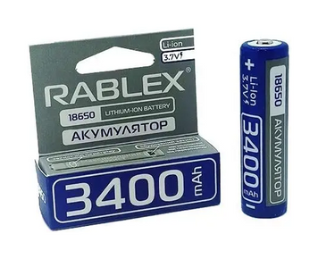 Акумулятор RABLEX Li-ION з захистом від перегріву 18650 3400mAh 3.7V