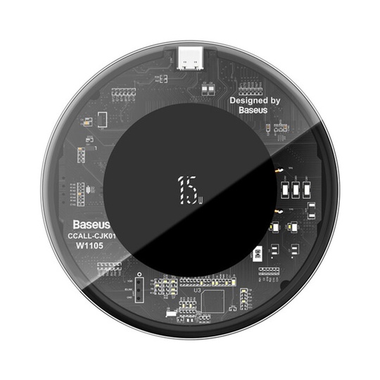 Безпровідна зарядка Wireless Charger Baseus Simple 15W (Type-C version), Black