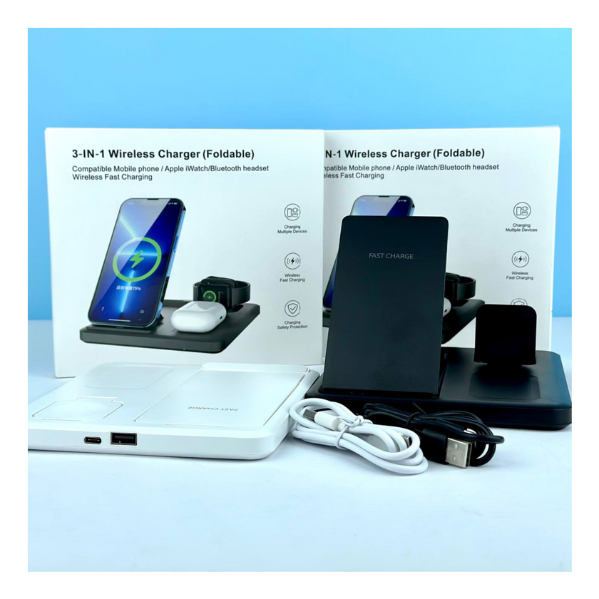 ЗП Бездротовий C18 3in1 Magnetic для iPhone/Apple Watch/AirPods швидка зарядка, White