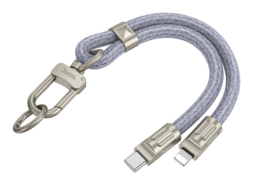 Тримач Hoco GH5 Elegant на руку з кабелем Type-C to Lightning PD 20W 0,21m, Blue/Gray