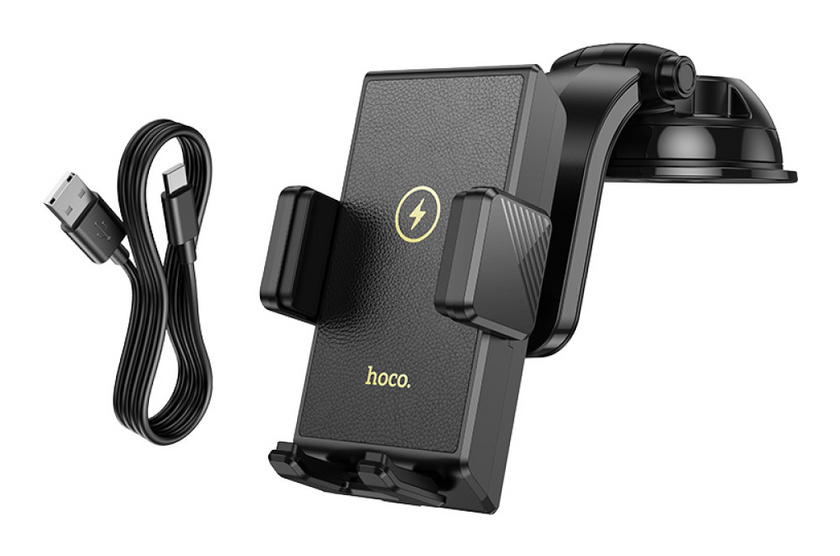 Тримач Holder Hoco HW22 Precious з бездротовою зарядкою 15W (center console), Black