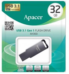 Флешка USB 32GB Apacer AH360 USB 3.1, Ashy, Ashy