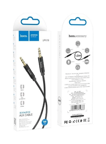Кабель AUX Hoco UPA19 3.5mm to 3.5mm 1m, Black
