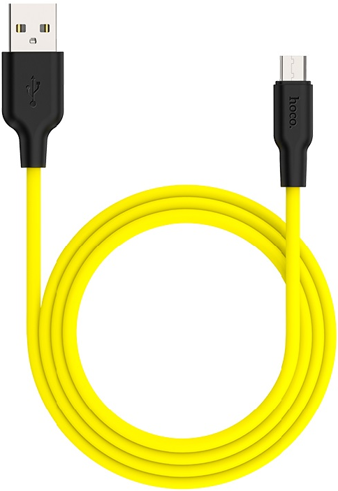 Кабель Hoco X21 Plus Silicone MicroUSB 2.4A (1m), Black/Yellow
