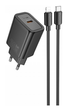 ЗП Hoco N62 Gentle PD30W (1USB-C) + кабель Type-C to Lightning, Black