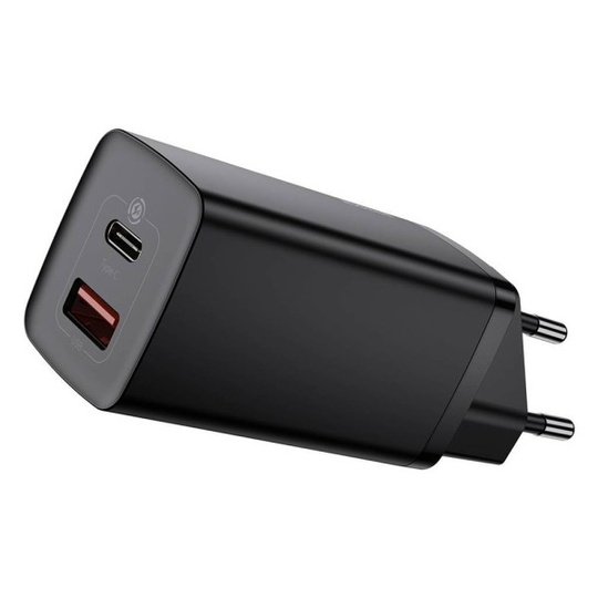 ЗП Baseus GaN2 Lite Quick Charger 65W (1 Type-C + 1 USB), Black, (CCGAN2L-B01)