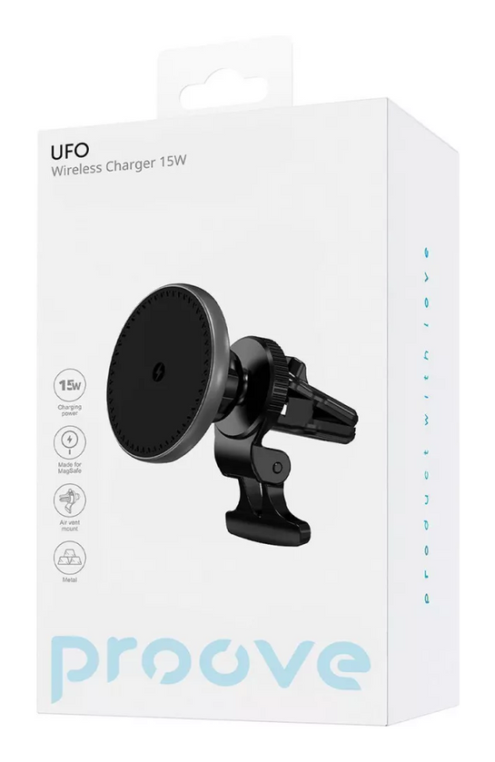 Автотримач з Бездротовим Proove UFO 15W, Black