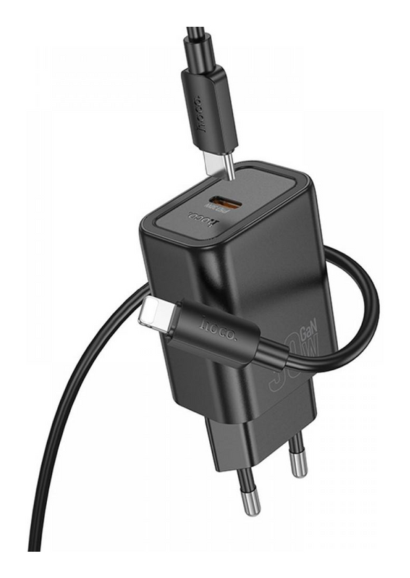 ЗП Hoco N62 Gentle PD30W (1USB-C) + кабель Type-C to Lightning, Black