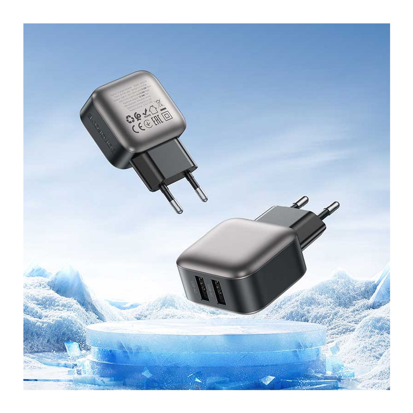 ЗП Borofone BAS51A Absolute (2USB-A) + Type-C, Black