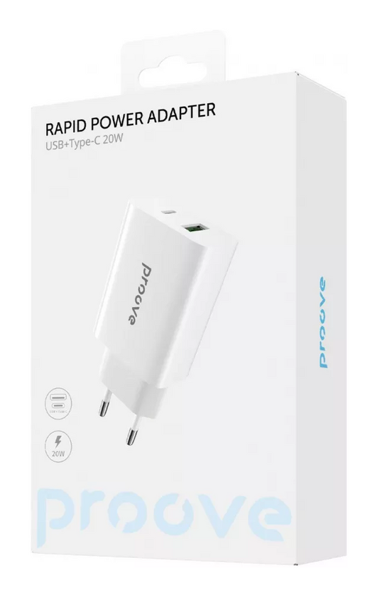 ЗП Proove Rapid 20W (Type-C + USB), White