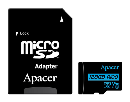 Карта пам'яті MicroSD 128GB Apacer UHS-I U3 V30 +Adapter SD (R100MB/s)
